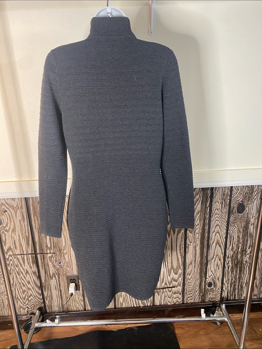 Calvin Klein Charcoal Gray Ribbed Knit Top - Picture 3 of 5